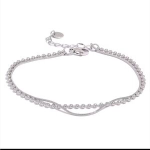 - 𝅺NEW Flat & Bead Chains Double Layer Bracelet Gold or Silver Chain Bracelet